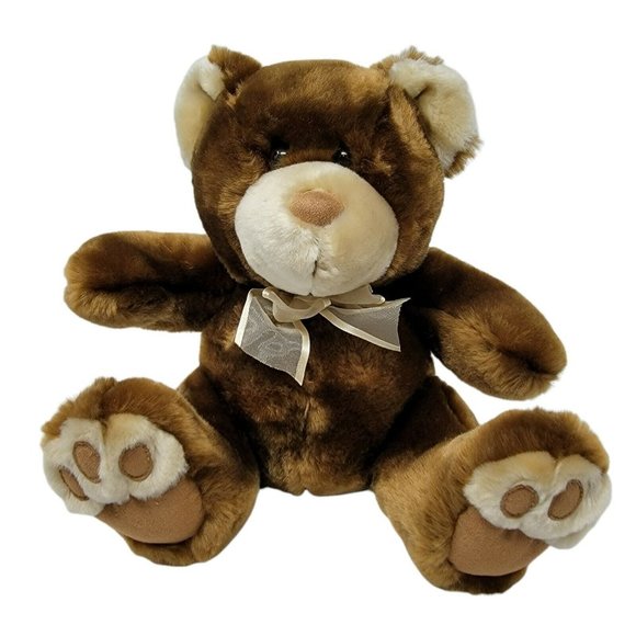 Teddy Bear Stuffed Plush Animal 10" Sitting Dark Brown Soft Dan Dee - Picture 1 of 3
